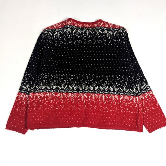 Vtg Tally-Ho Cardigan Sweater Sz XL Red Black Nordic Folk Christmas Holiday - Picture 3 of 6